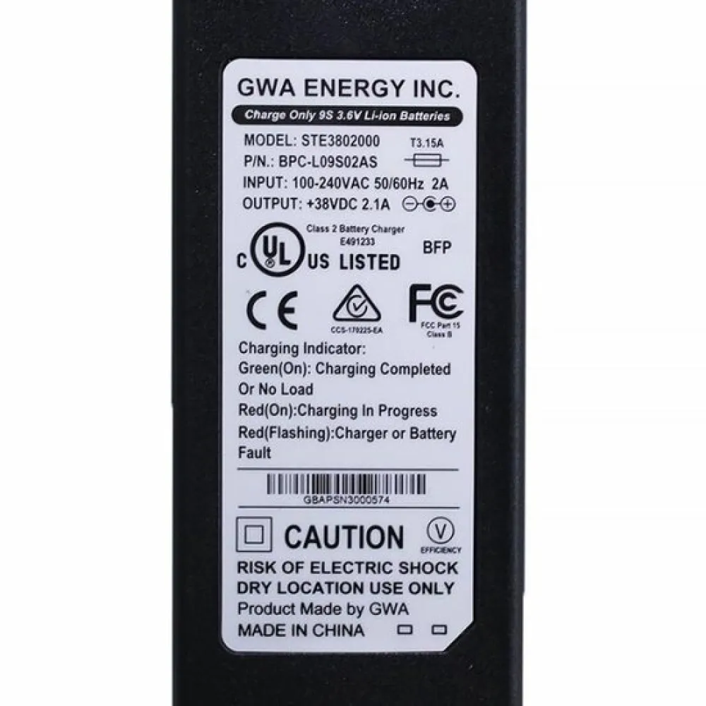 Babboe Big-E, City-E, Curve-E, Mini-E, Carve-E Dog-E, Max-E, Go-E, Flow-E model R37 GWA acculader R37/R45 38V