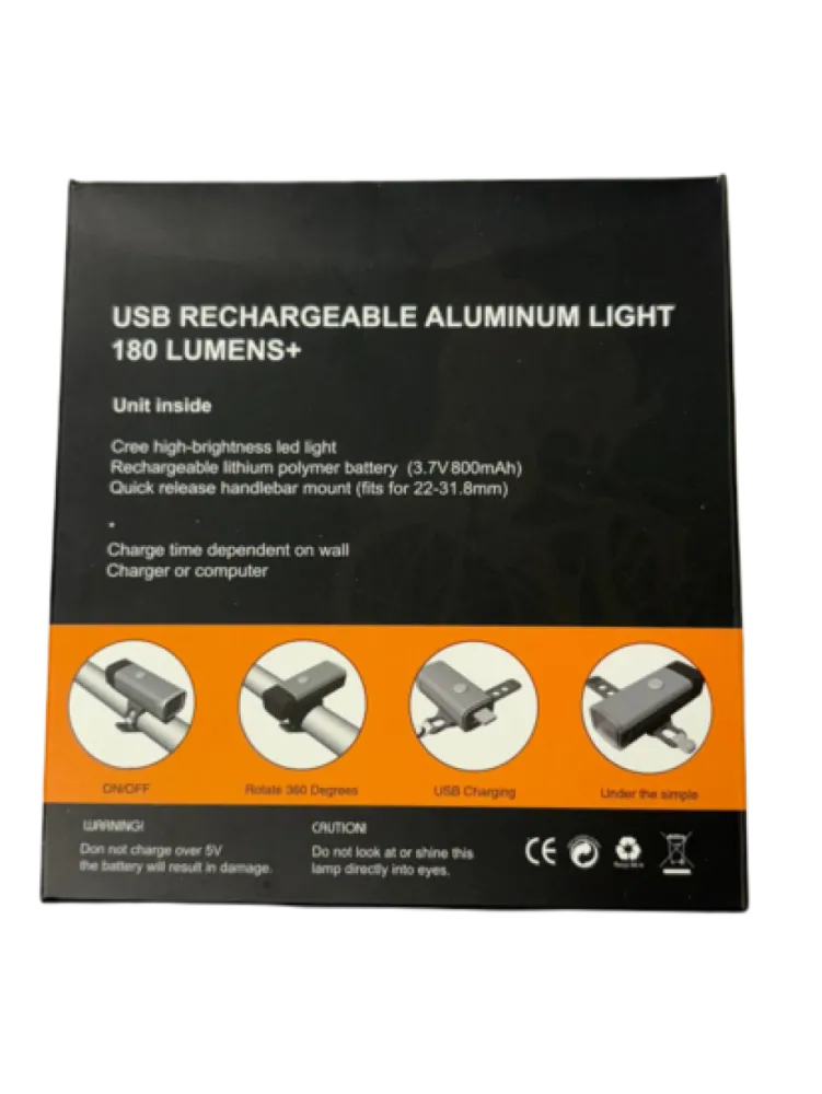 USB Rechargeable Aluminum Light voor Ebike