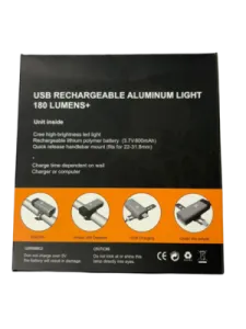 USB Rechargeable Aluminum Light voor Ebike
