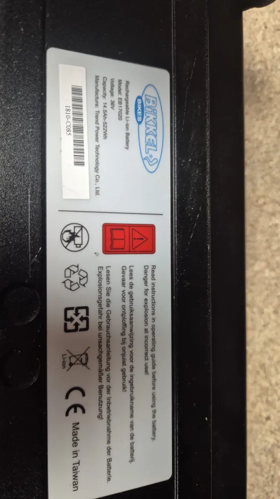 Bikkel EB17020 fietsaccu 36V - 14.5Ah - 522Wh - Gereviseerd